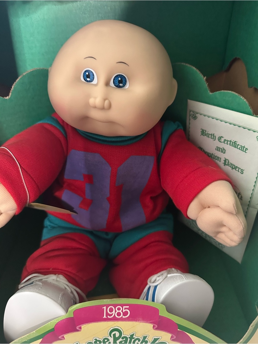 Vintage 1985 Cabbage Patch Kids 16" Boy NIB Coleco Sports Outfit w Papers.